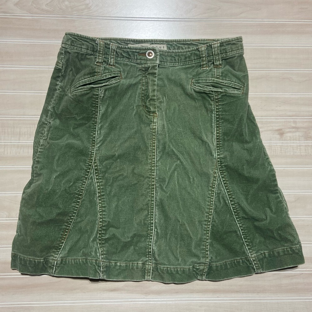 David Paul Women's Petite Green Corduroy Skirt